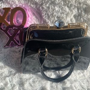 Elegant black diamond studded handbag